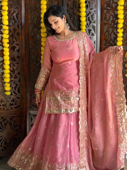 Blush Pink Embroidered Lehenga Set