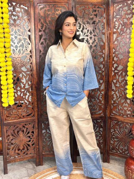 Blue Ombre Cotton Co-ord Set